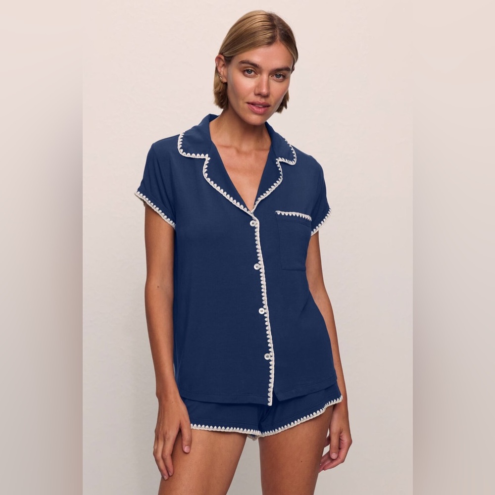 Eberjey Frida Tencel Modal Shortie PJ Set in Navy